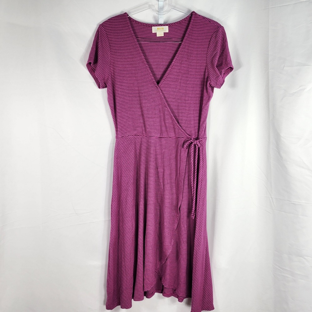 Maeve by Anthropologie Ribbed Faux Wrap Dress Small Striped Spring Resort Cruise